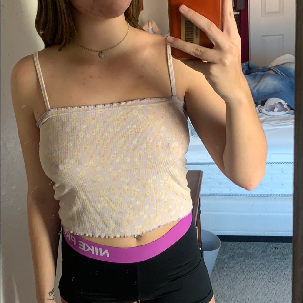 Light purple floral crop top/ shirt